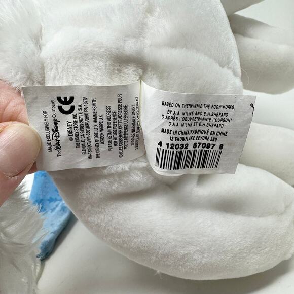 Disney Store Snowflake Pal Eeyore 12" Plush White Blue Sparkle Scarf and Hat - Picture 9 of 12
